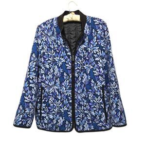 Quilted Wearable Art Jacket Bob Mackie Floral Blue and Purple Women's Jacket M